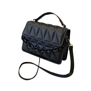 4083 Quilted PU Leather Square Crossbody Bag Mini Satchel Handbags Fashion